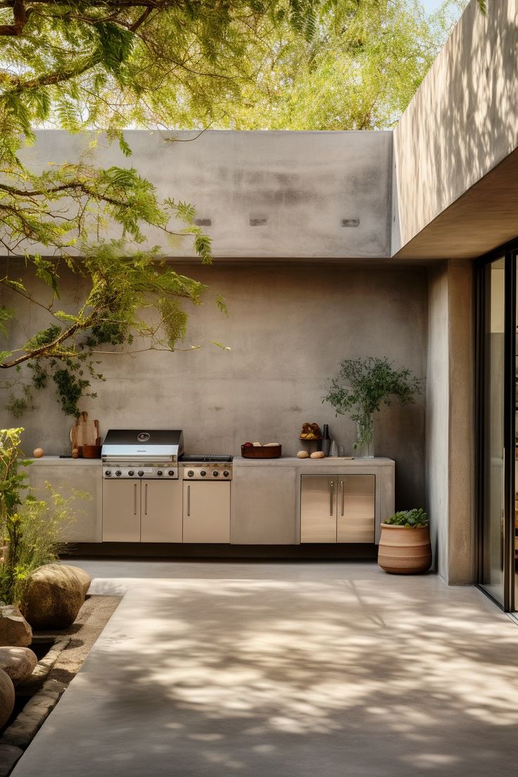 Custom outdoor kitchen with grill and countertops