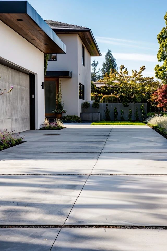 Finished driveway with professional concrete work