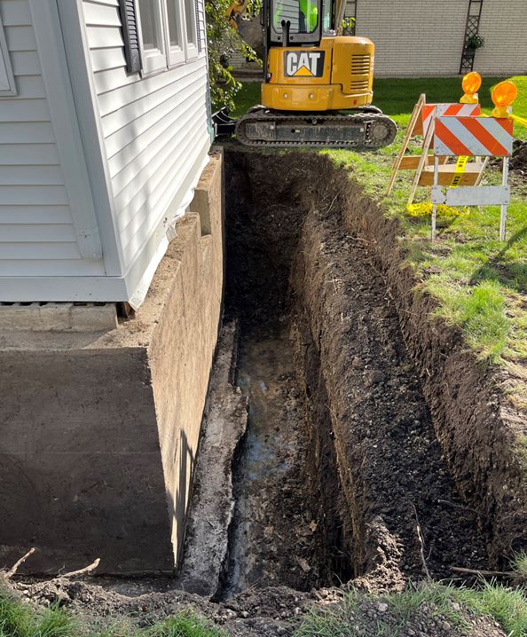 Foundation and drainage construction site